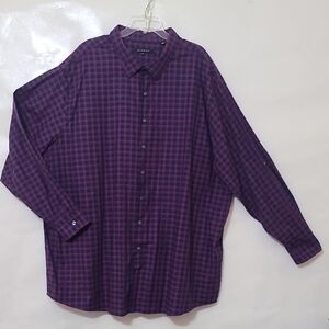 Synrgy Men's‎ Navy and Red Plaid Shirt Long Roll Tab Sleeve - Size 4XLT